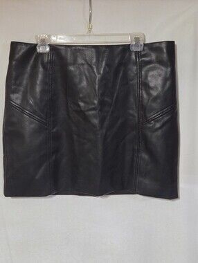bagatelle Black Faux Leather Mini Skirt with Panel Stitching